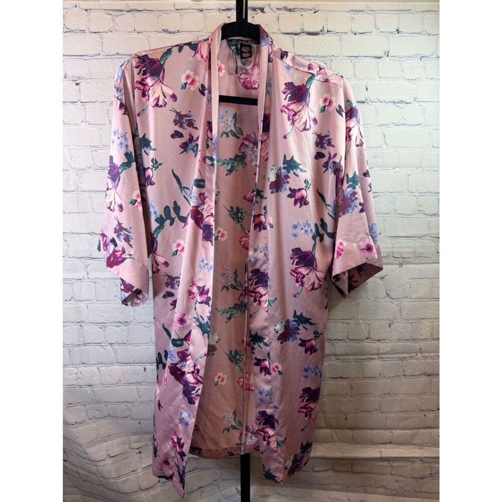 Victoria's Secret Pink Floral Satin Kimono Robe
